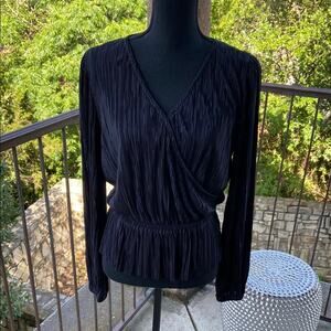 Banana Republic Black Ruched Long Sleeve Blouse Size Medium